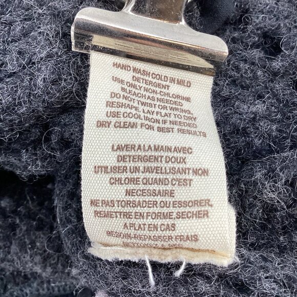 Free People Women's Gray Pointelle Eyelet Trim Knit Cardigan Dark Academia Sz M - Picture 9 of 10